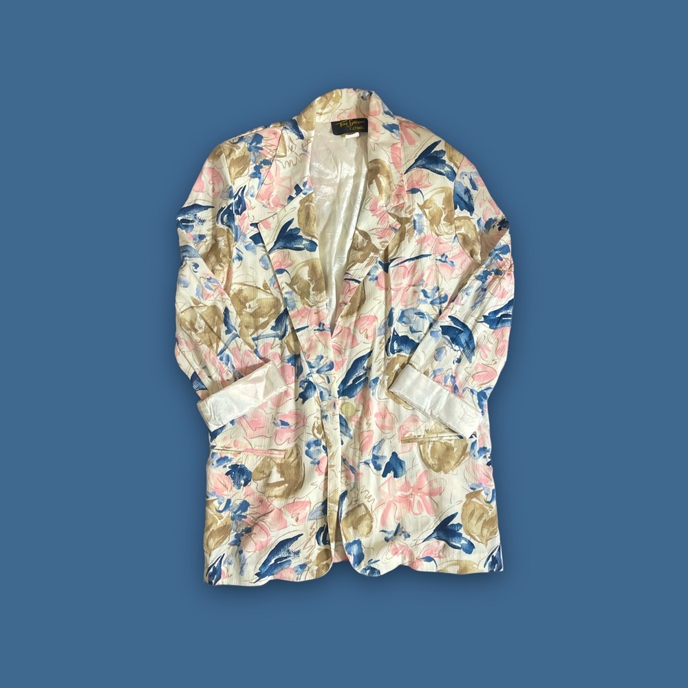 Vintage 80s Cute Toni Garment for CC Magic Painted  Floral Blazer  Size M
